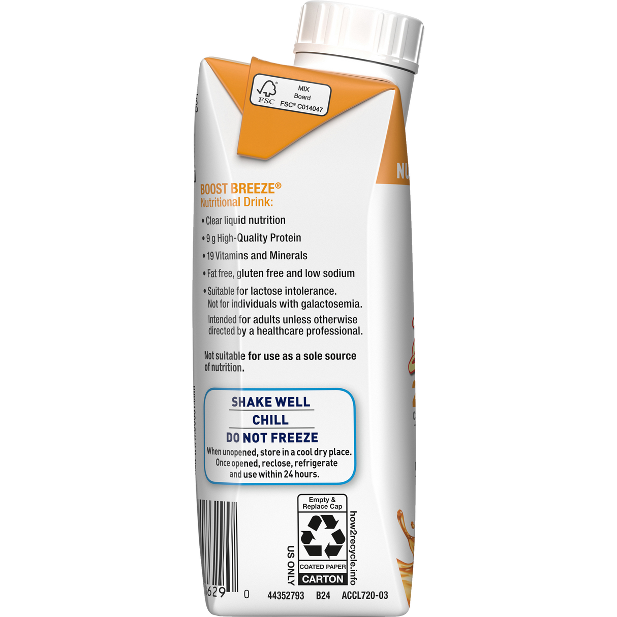 Boost Breeze Nutritional Supplement, Orange Flavor, 8 Fl Oz. Carton