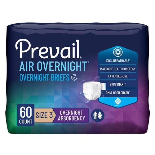 Prevail Air Overnight Incontinence Adult Briefs, Size 3, X-Large