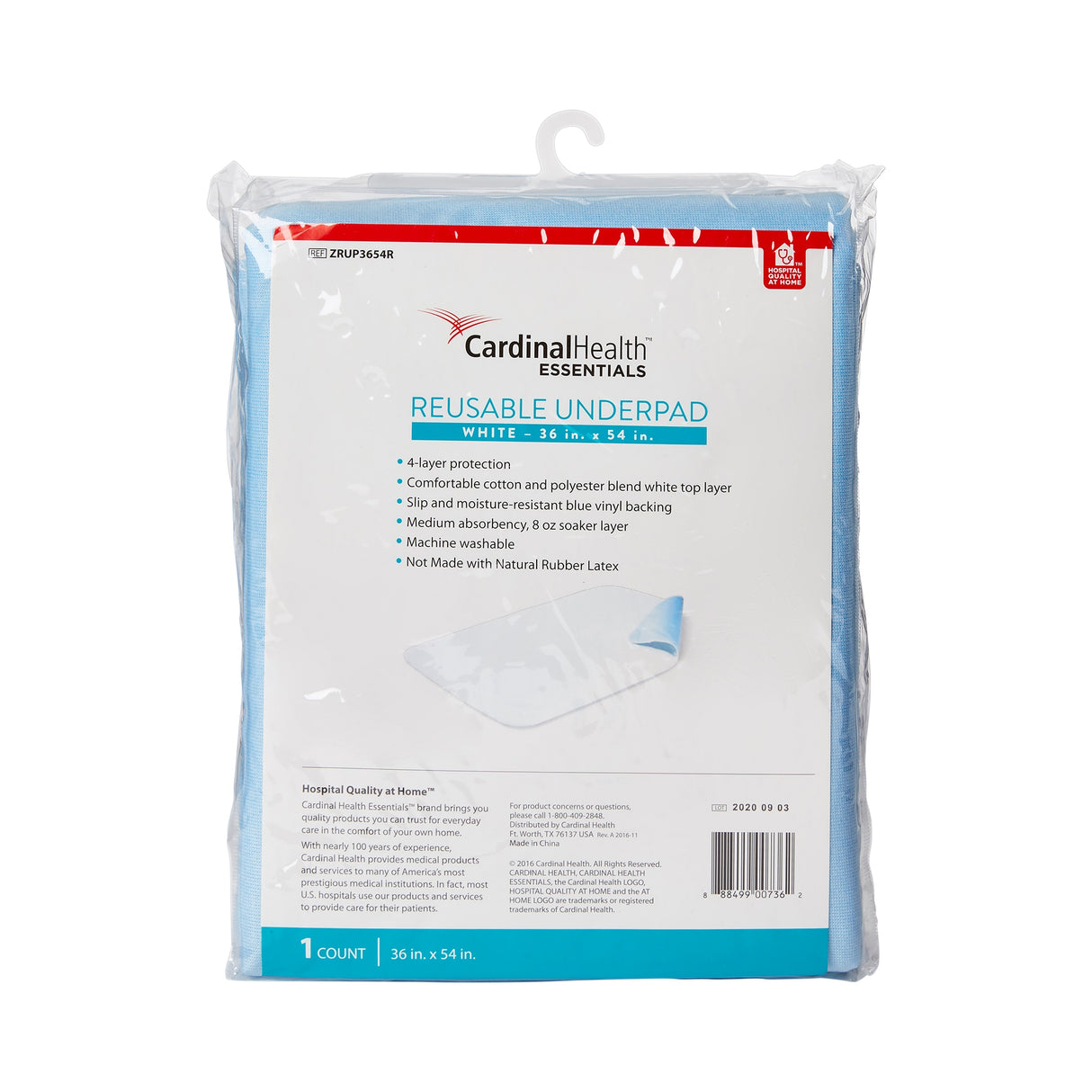 Cardinal Health Essentials Reusable Underpad 36" X 54"