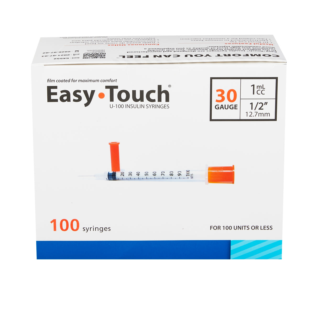 Easy Touch Insulin Syringe 30g X 1/2", 1 Ml