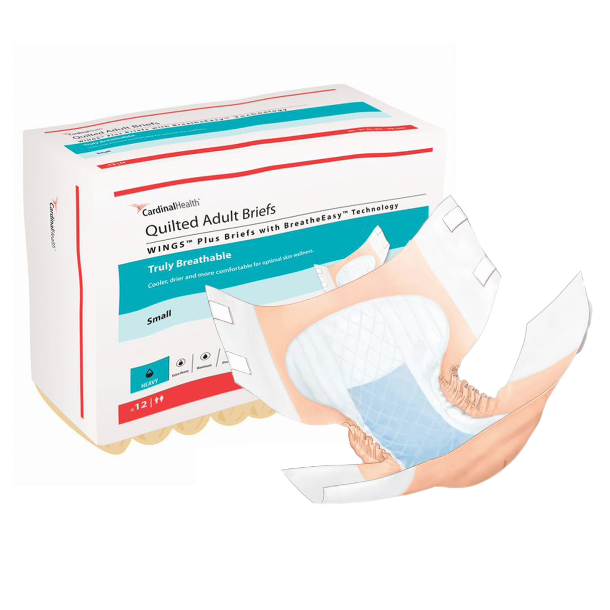 Wings Plus Quilted Brief With Breatheeasy Technology, Small, 20" - 31"