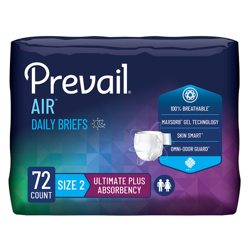 Prevail Air Incontinence Brief, Ultimate Absorbency, Size 2/Large