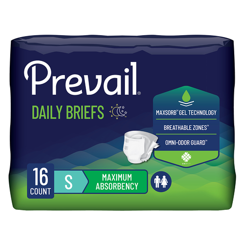 Prevail Incontinence Brief, Unisex, Maximum Absorbency, Size Small