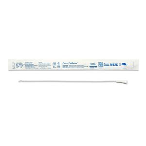 Cure Catheter Uncoated, Single, Male, 16" Coude Tip, 12 Fr