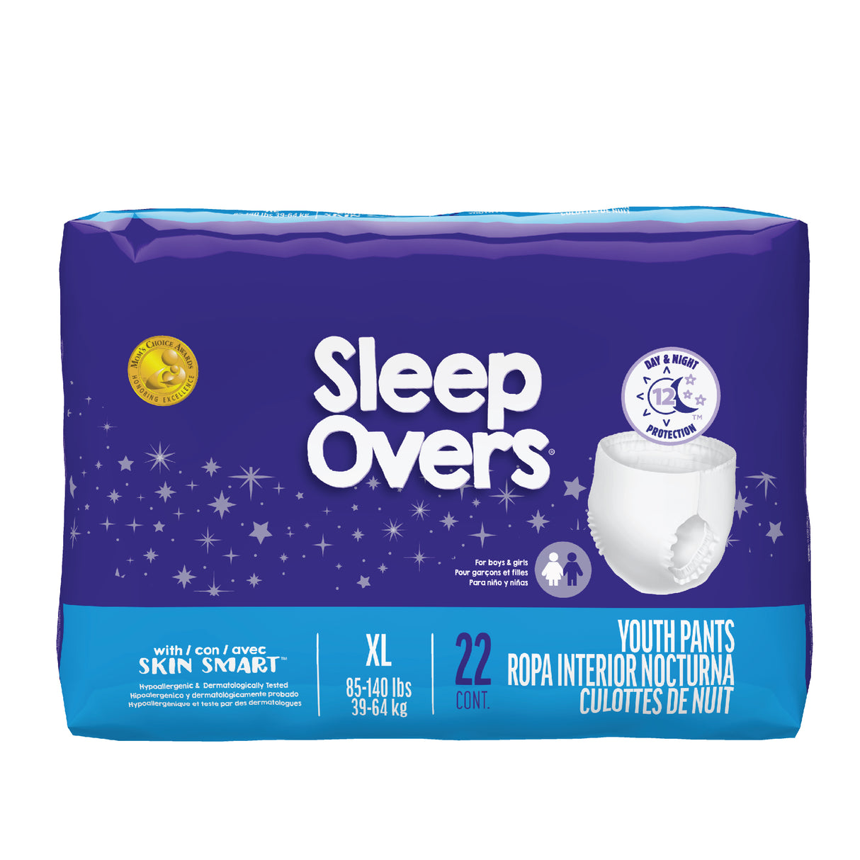 SleepOvers by Cuties, Bedwetting Incontinence Underwear for Girls and Boys, X-Large 85-140 lbs