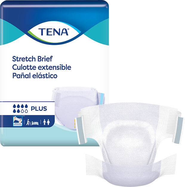 TENA Stretch Plus Incontinence Brief, Moderate Absorbency, Unisex, 2X-Large