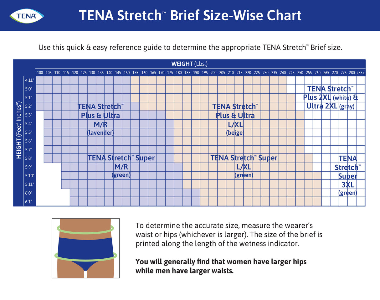TENA Stretch Plus Incontinence Brief, Moderate Absorbency, Unisex, 2X-Large