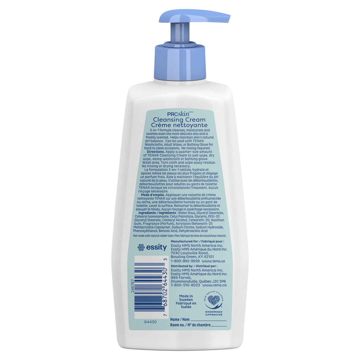 TENA ProSkin Cleansing Cream Rinse-Free Body Wash, Scented, 16.9 fl. oz. Pump Bottle