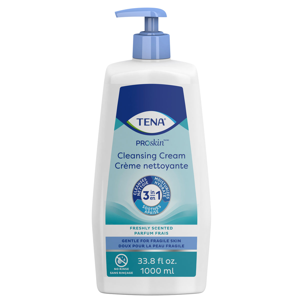 TENA ProSkin Cleansing Cream Rinse-Free Body Wash, Scented, 33.8 fl. oz. Pump Bottle