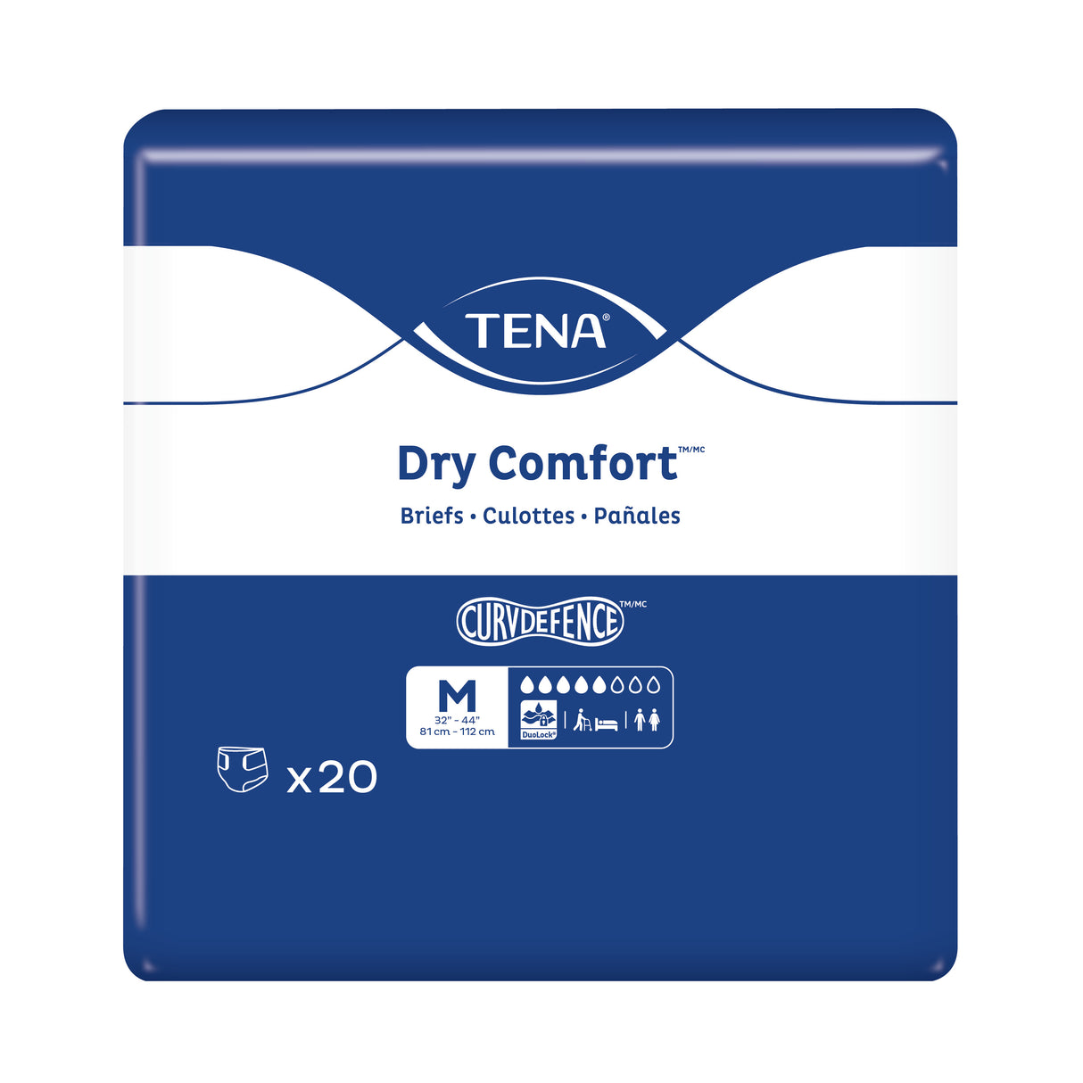 TENA Dry Comfort Incontinence Briefs, Moderate Absorbency, Unisex, Medium