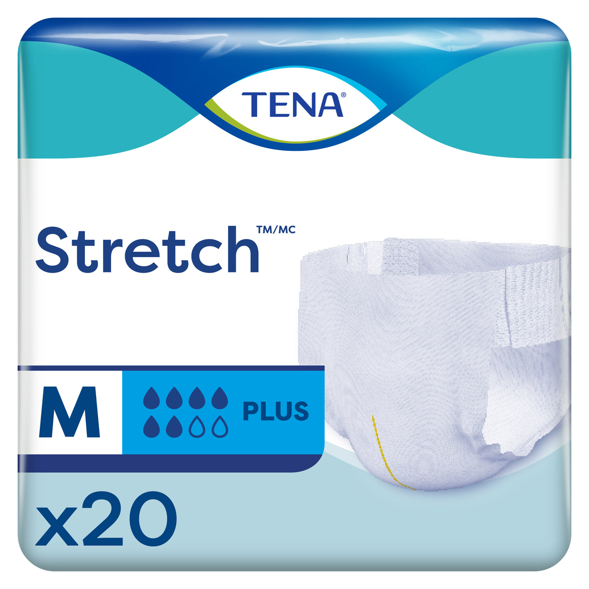 TENA Stretch Plus Incontinence Brief, Moderate Absorbency, Unisex, Medium/Regular