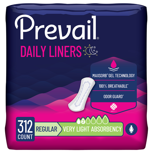 Prevail Incontinence & Postpartum Bladder Control Liners for Women, Very Light Absorbency, Regular Length