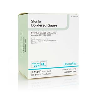 Sterile Border Gauze Dressing With Adhesive Border, 3.6" X 4"