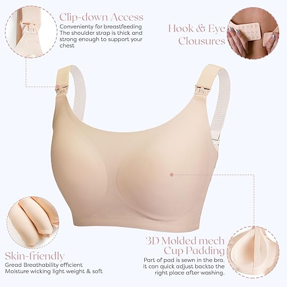 Zomee Nursing/pumping Bra, Nude, Small