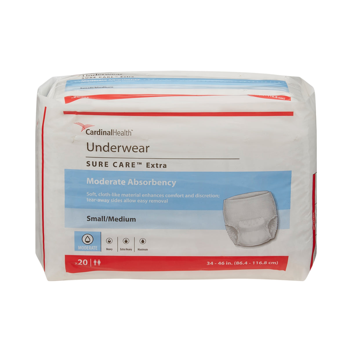 Cardinal Health, Underwear, Sure Care Extra, Small/medium, 34" - 46"