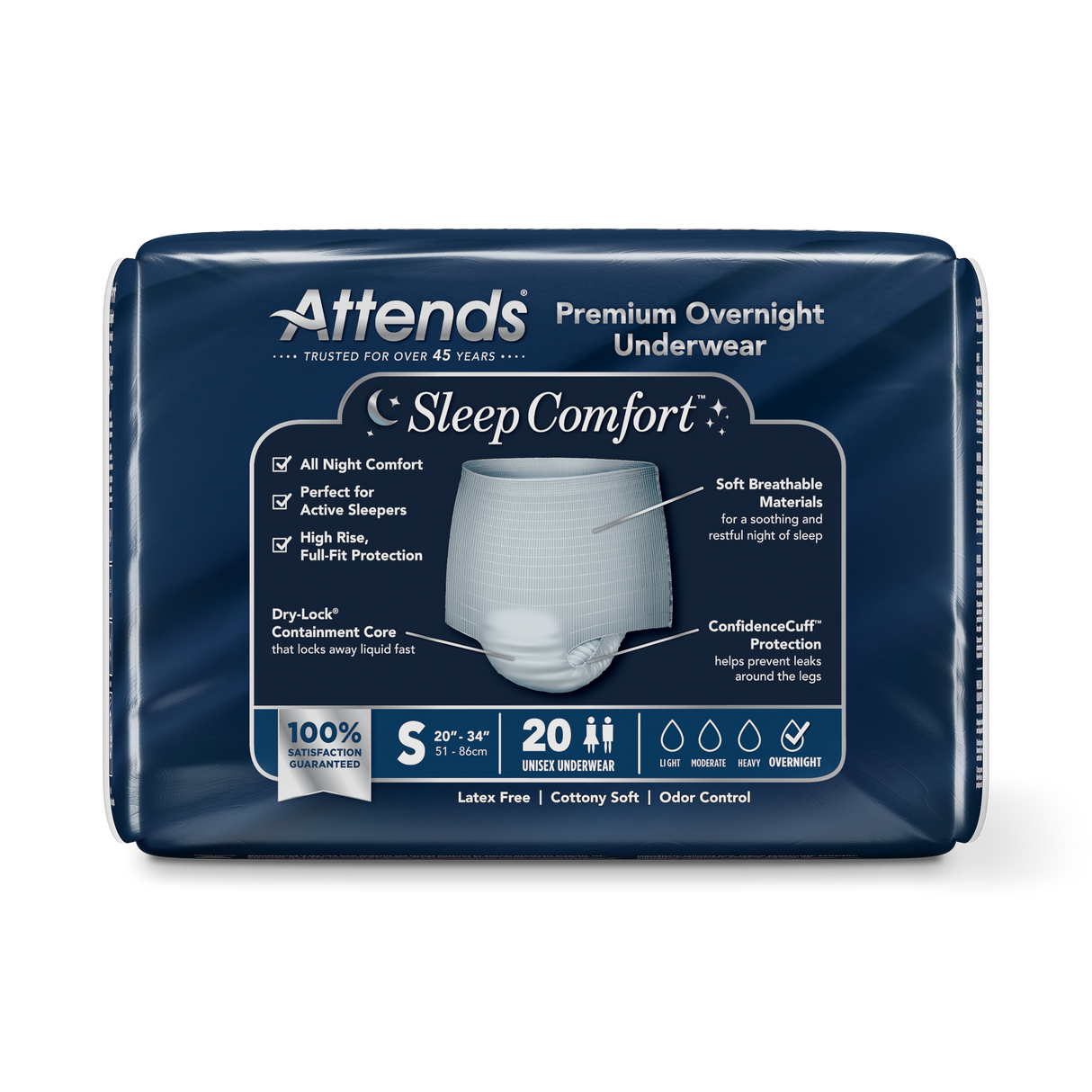 Attends Sleep Comfort™ Premium Overnight Underwear, Small