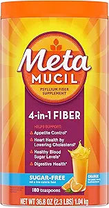 Metamucil Psyllium Fiber Supplement Powder, Sugar Free, Orange Smooth