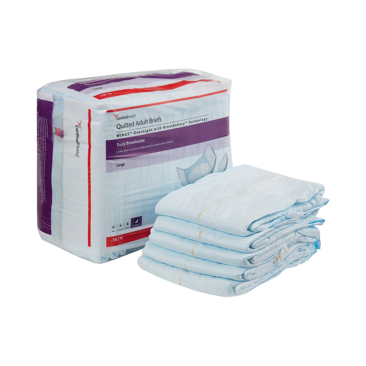 Wings Overnight Quilted Brief With Breatheeasy Technology, Large, 45" - 58"
