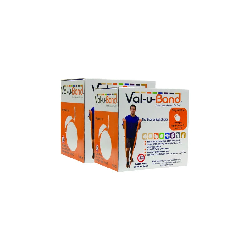 Val-u-band Resistance Bands, Dispenser Roll, 50 Yds., Orange-level 2/7, Latex-free
