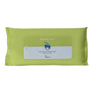 Green pack of bathing wipes for personal hygiene and gentle skin cleansing