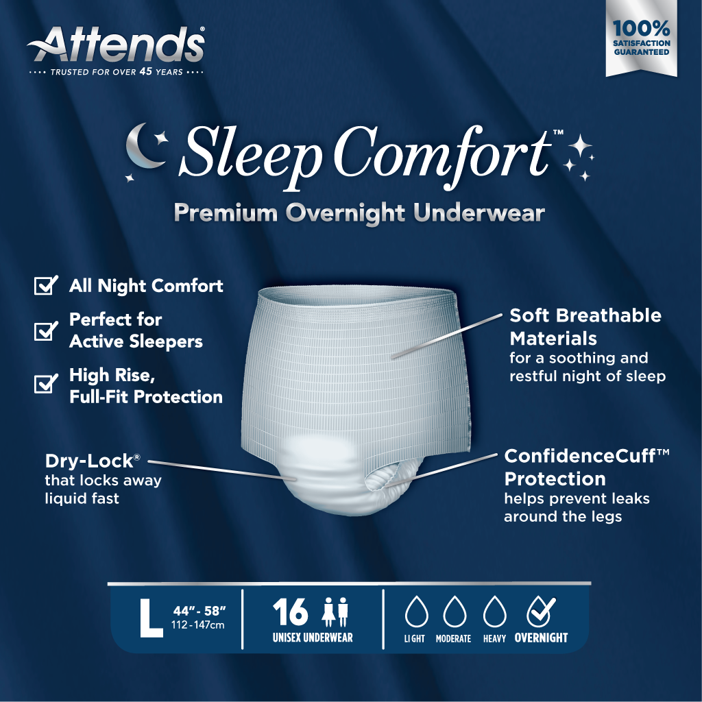 Attends Sleep Comfort™ Premium Overnight Underwear, Large