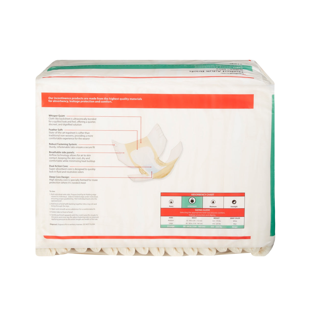 Wings Ultra Quilted Brief With Breatheeasy Technology, X-large, 59" - 64"