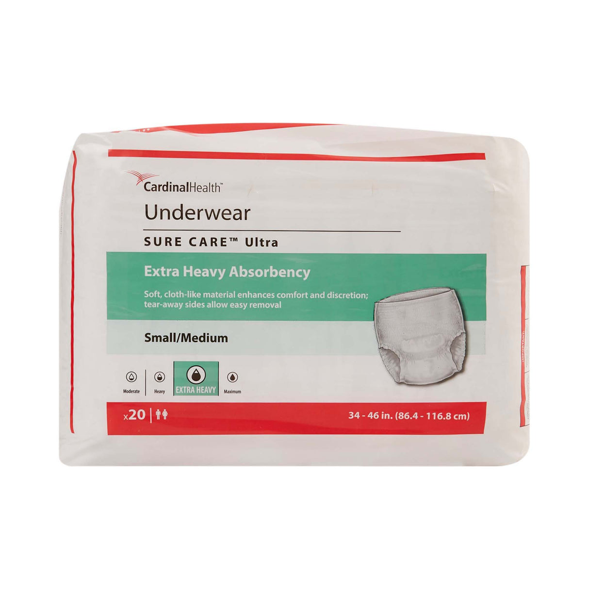 Cardinal Health, Underwear, Sure Care Ultra, Small/medium, 34" - 46"