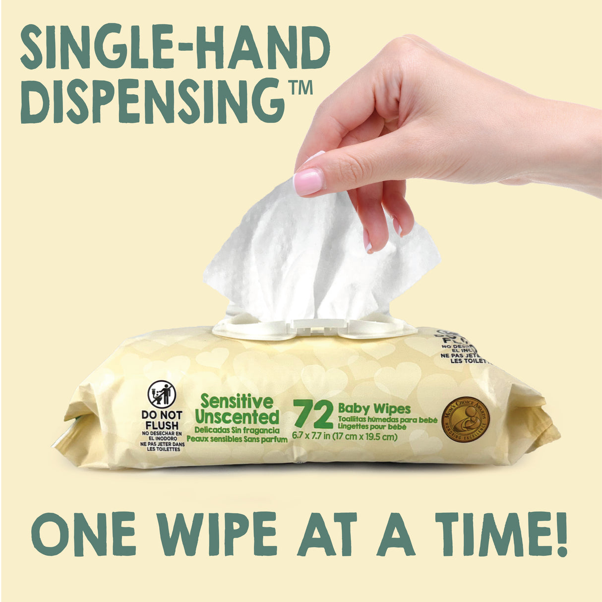 Cuties Sensitize Unscented Baby Wipes Soft Pack with Press-Open Lid