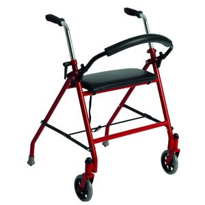 2 Wheel Walker With Seat, Red, 300 Lb Capacity