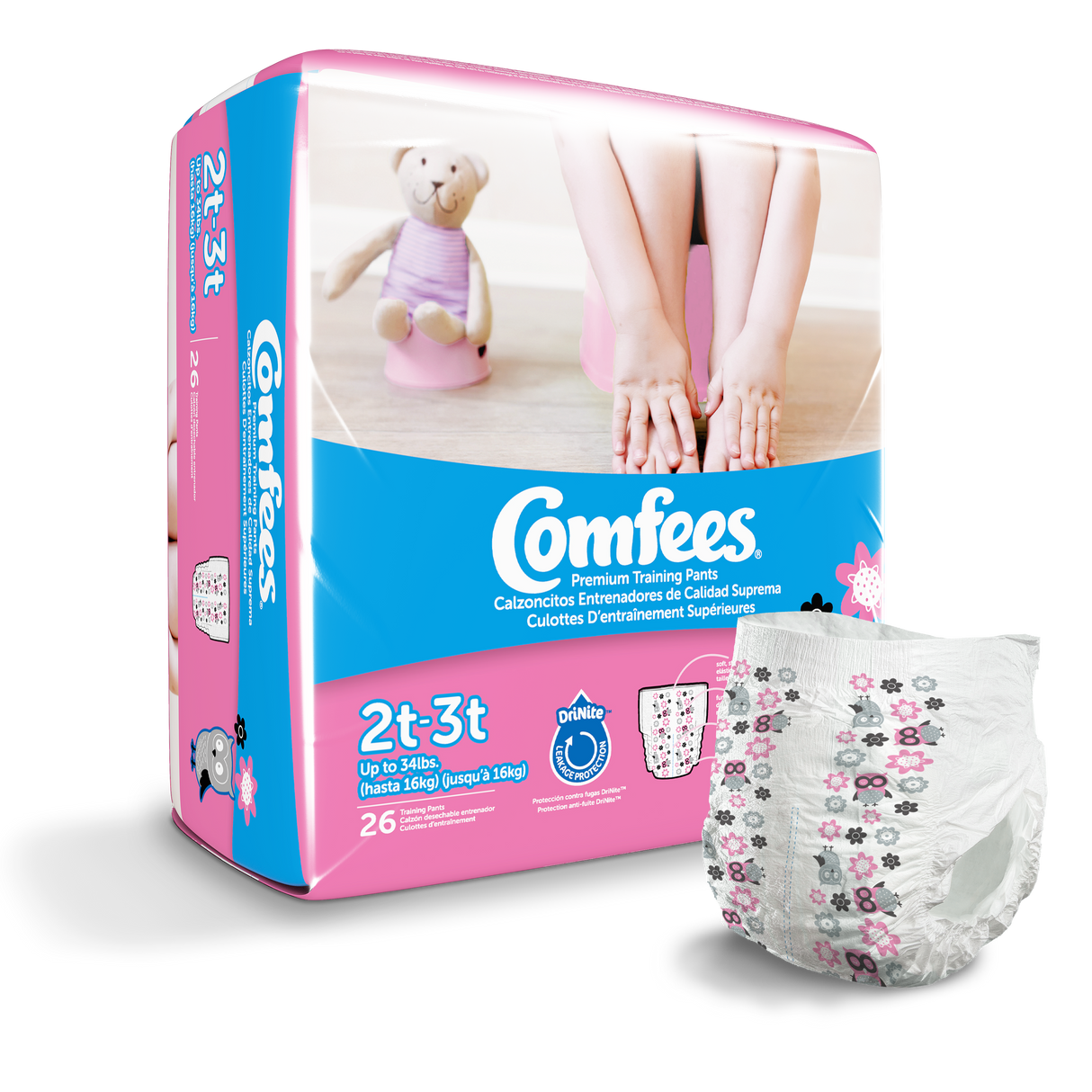 Comfees Training Pants Girls, 2T/3T