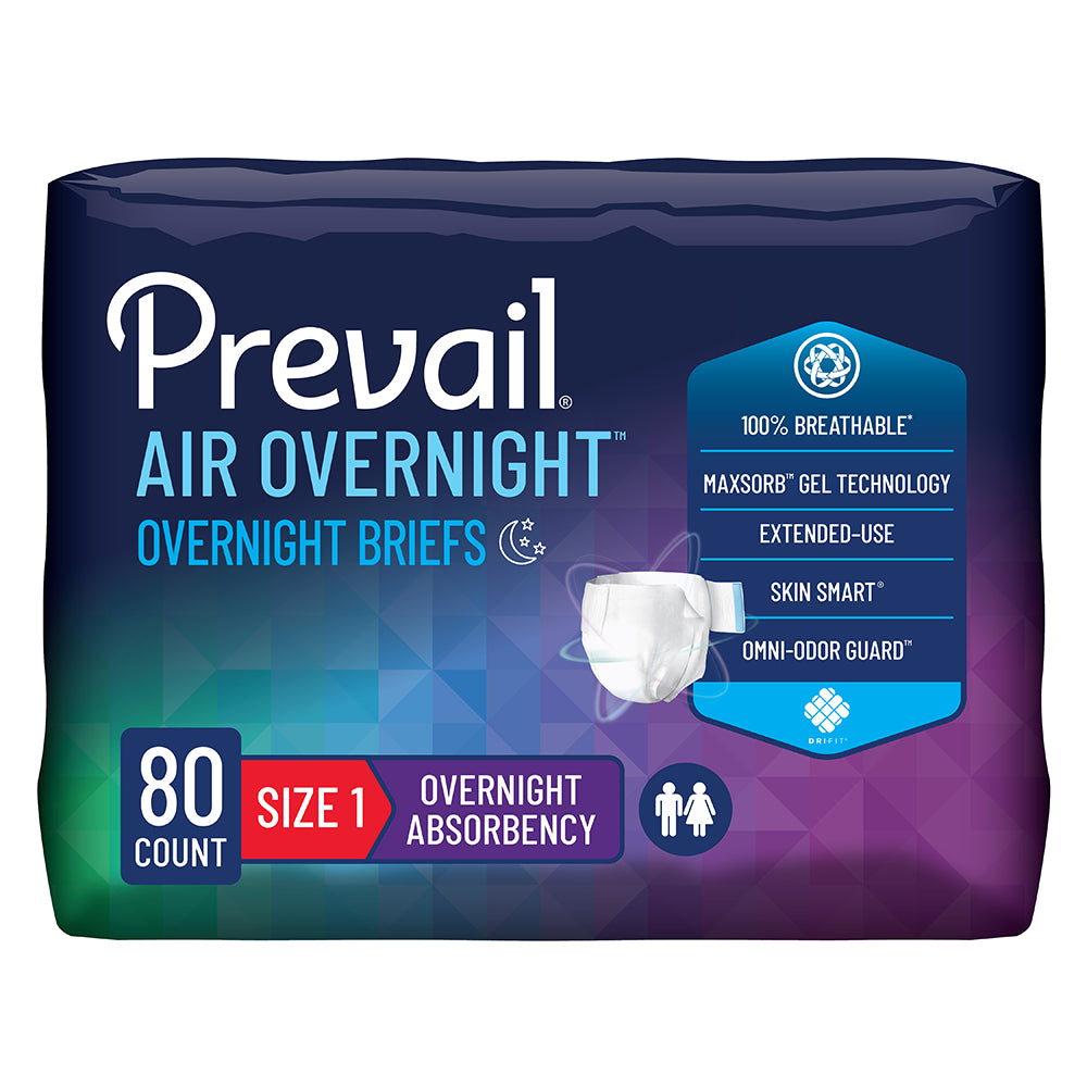 Prevail Air Overnight Incontinence Adult Brief, Size 1, Medium
