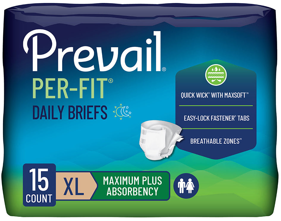 Prevail Per-Fit Incontinence Maximum Absorbency Adult Briefs, Extra Large