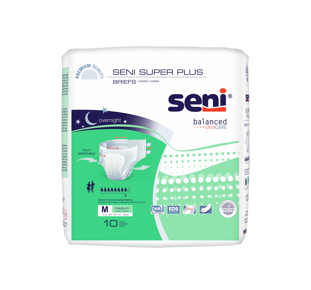 Unisex Adult Incontinence Brief Seni® Super Plus Medium Disposable Heavy Absorbency- 30"-43"