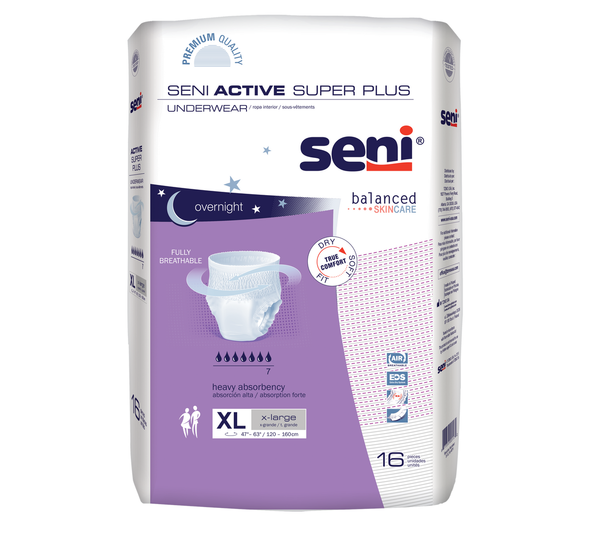 SENI ACTIVE SUPER PLUS PULL UP UNDERWEAR X-LARGE- 47"-63"