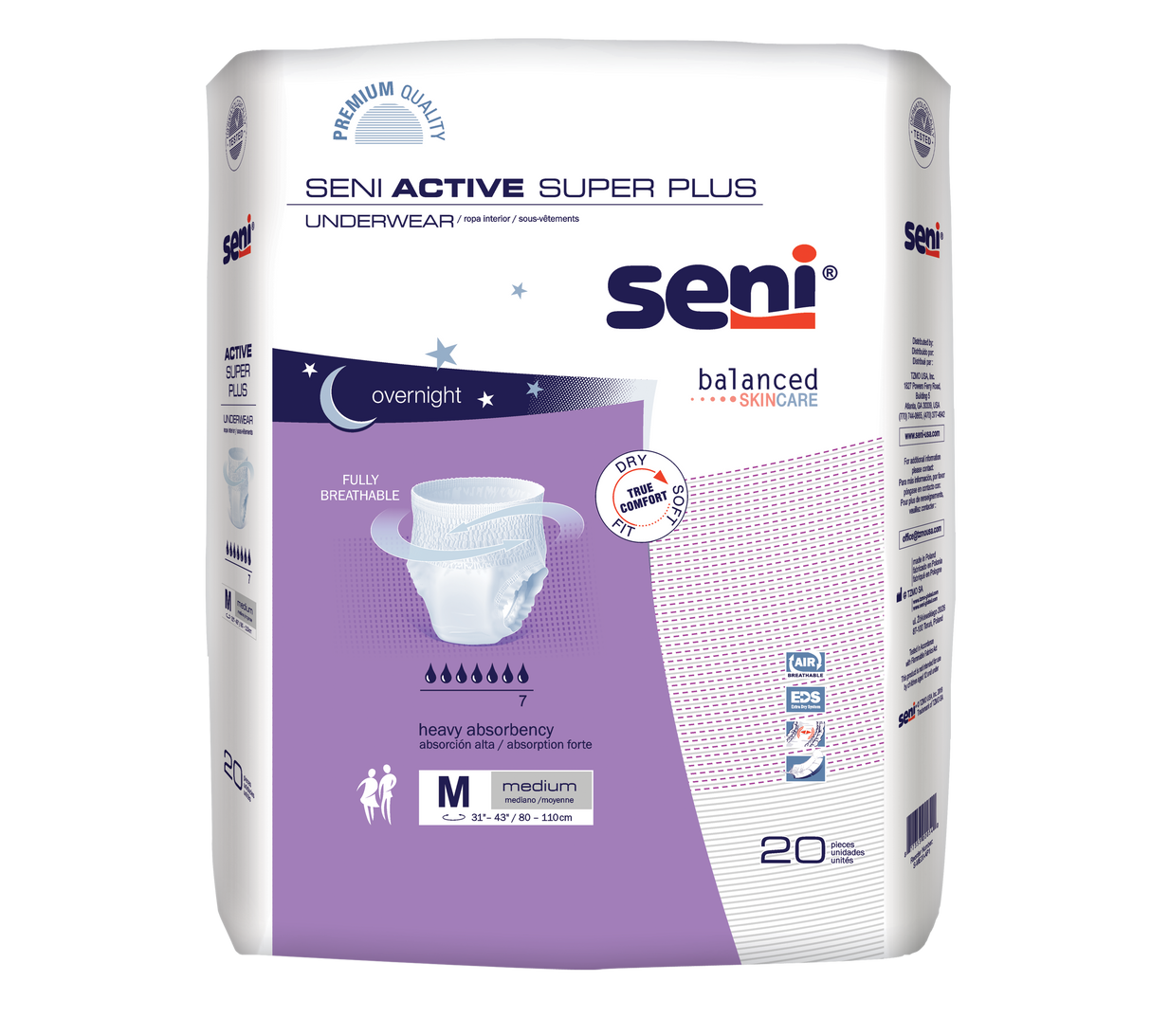Seni Active Super Plus Pull-on Underwear, Medium, 20 Count - 31" - 43"