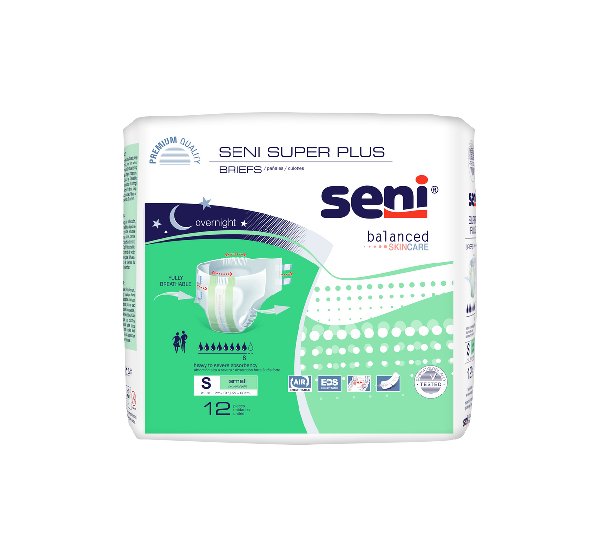 Seni Super Plus Briefs, Small, 12 Count - 22" - 31"