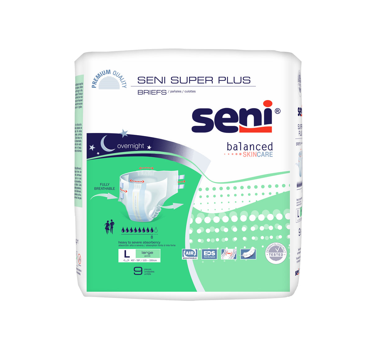 Seni Super Plus Briefs, Large, 9 Count - 45" - 59"