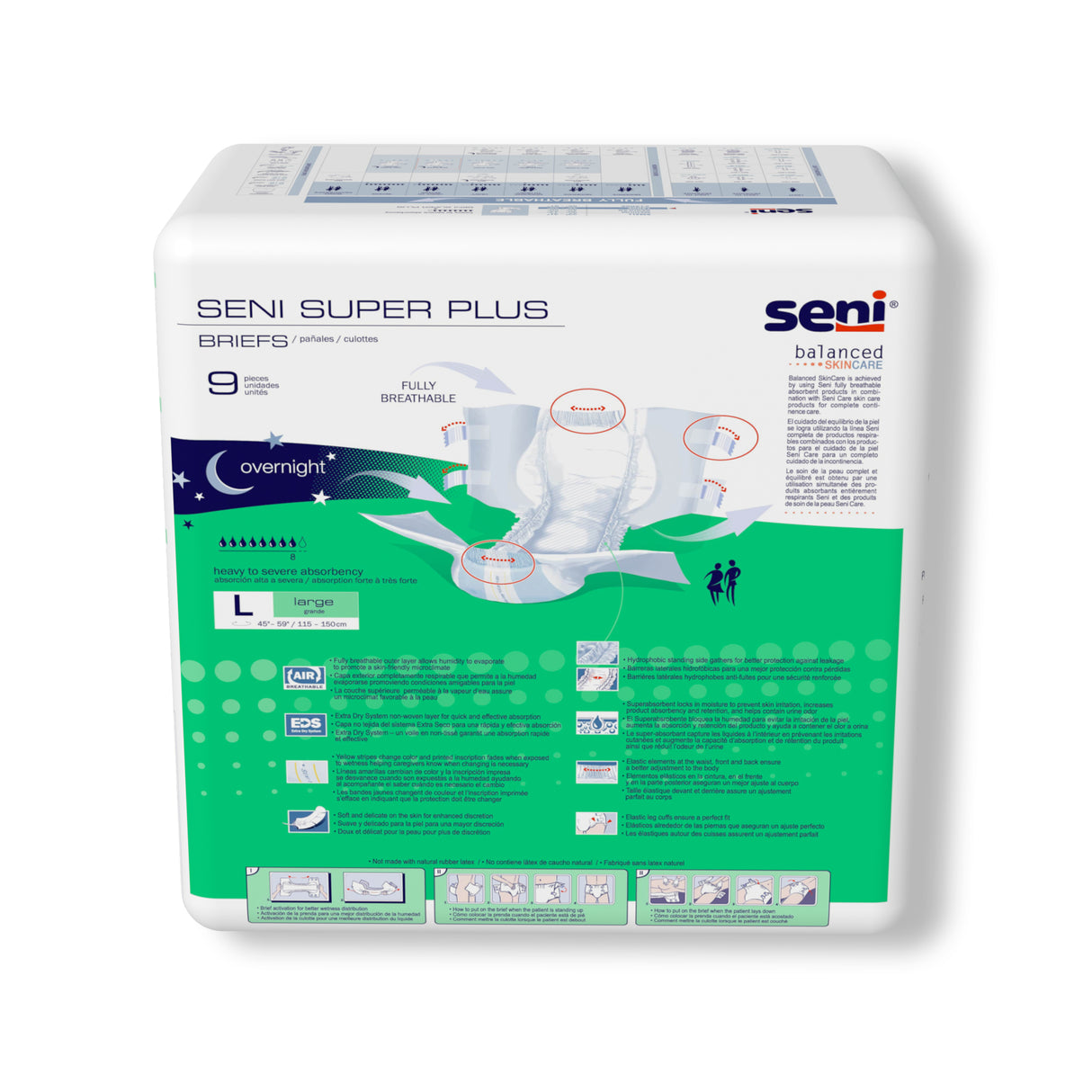 Unisex Adult Incontinence Brief Seni® Super Plus Large Disposable Heavy Absorbency- 45"-59"