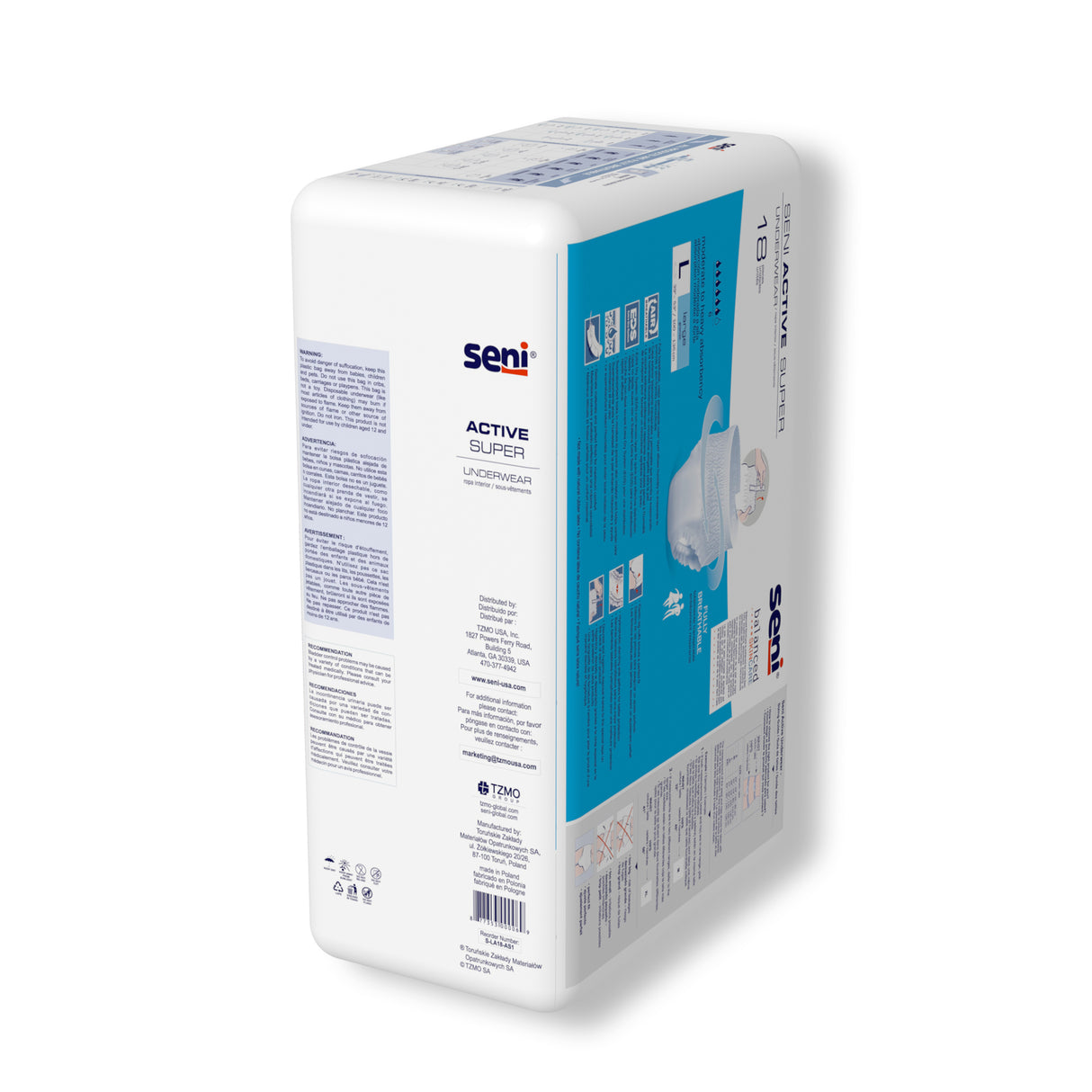 Seni Active Super Pull-on Underwear, Large - 39" - 53"