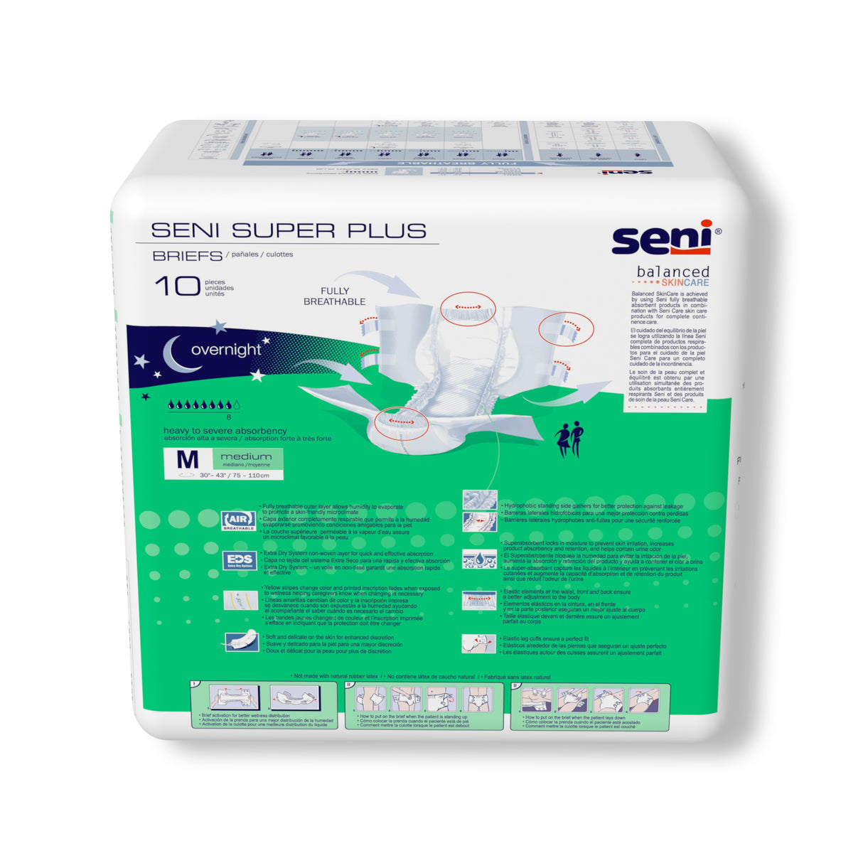 Unisex Adult Incontinence Brief Seni® Super Plus Medium Disposable Heavy Absorbency- 30"-43"