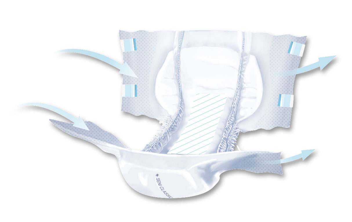 Unisex Adult Incontinence Brief Seni® Classic Plus Medium Disposable Moderate Absorbency- 30"-43"