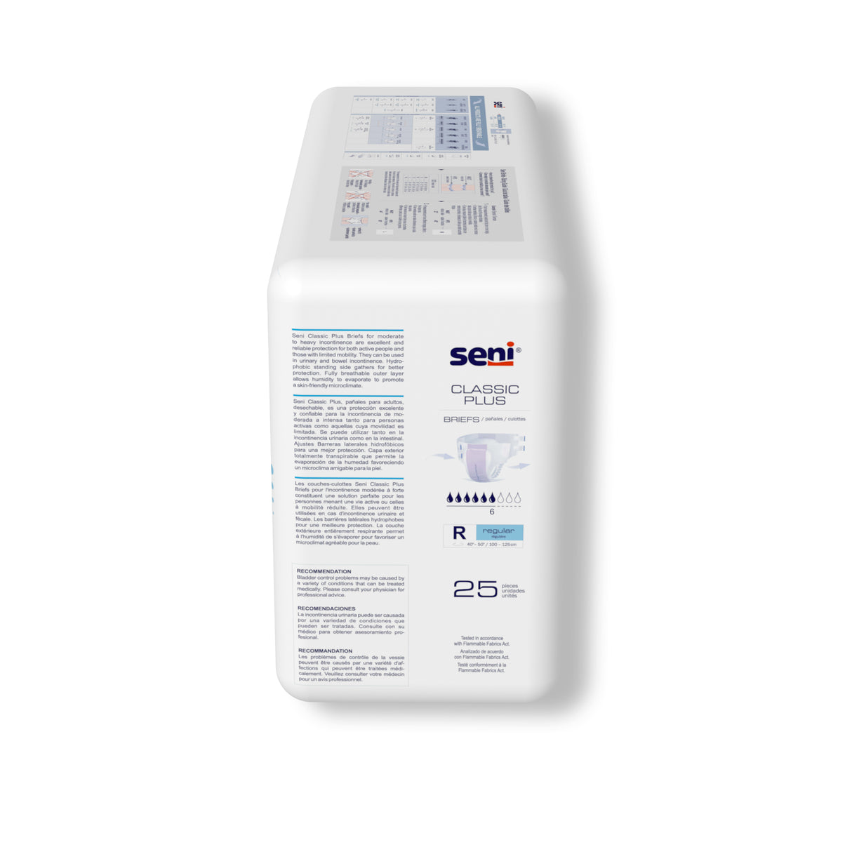 Unisex Adult Incontinence Brief Seni® Classic Plus Regular Disposable Moderate Absorbency- 40"-50"