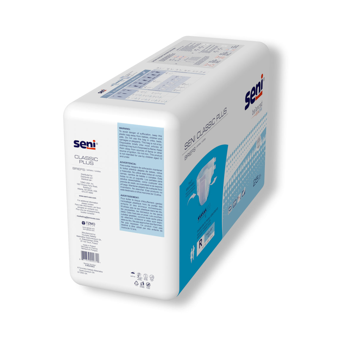 Unisex Adult Incontinence Brief Seni® Classic Plus Regular Disposable Moderate Absorbency- 40"-50"