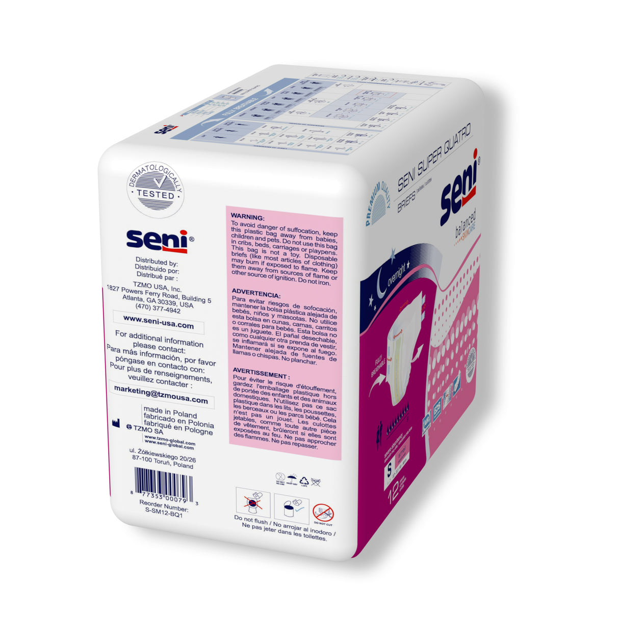 Unisex Adult Incontinence Brief Seni® Super Quatro Small Disposable Heavy Absorbency- 22"-31"