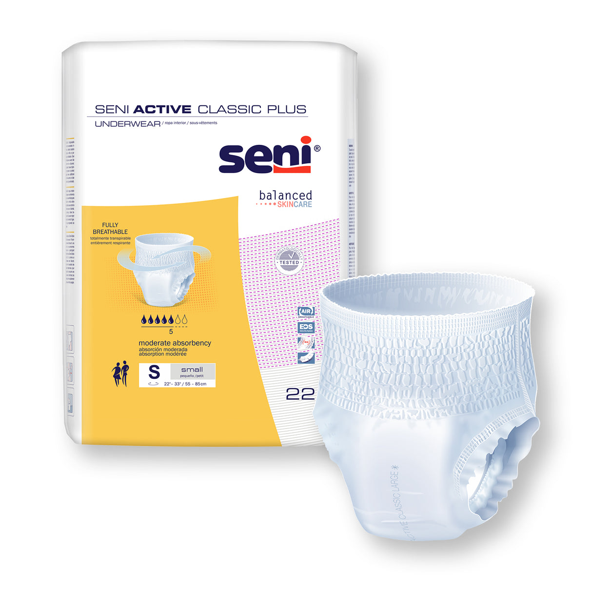 SENI ACTIVE CLASSIC PLUS PULL UP UNDERWEAR SMALL- 22"-33"
