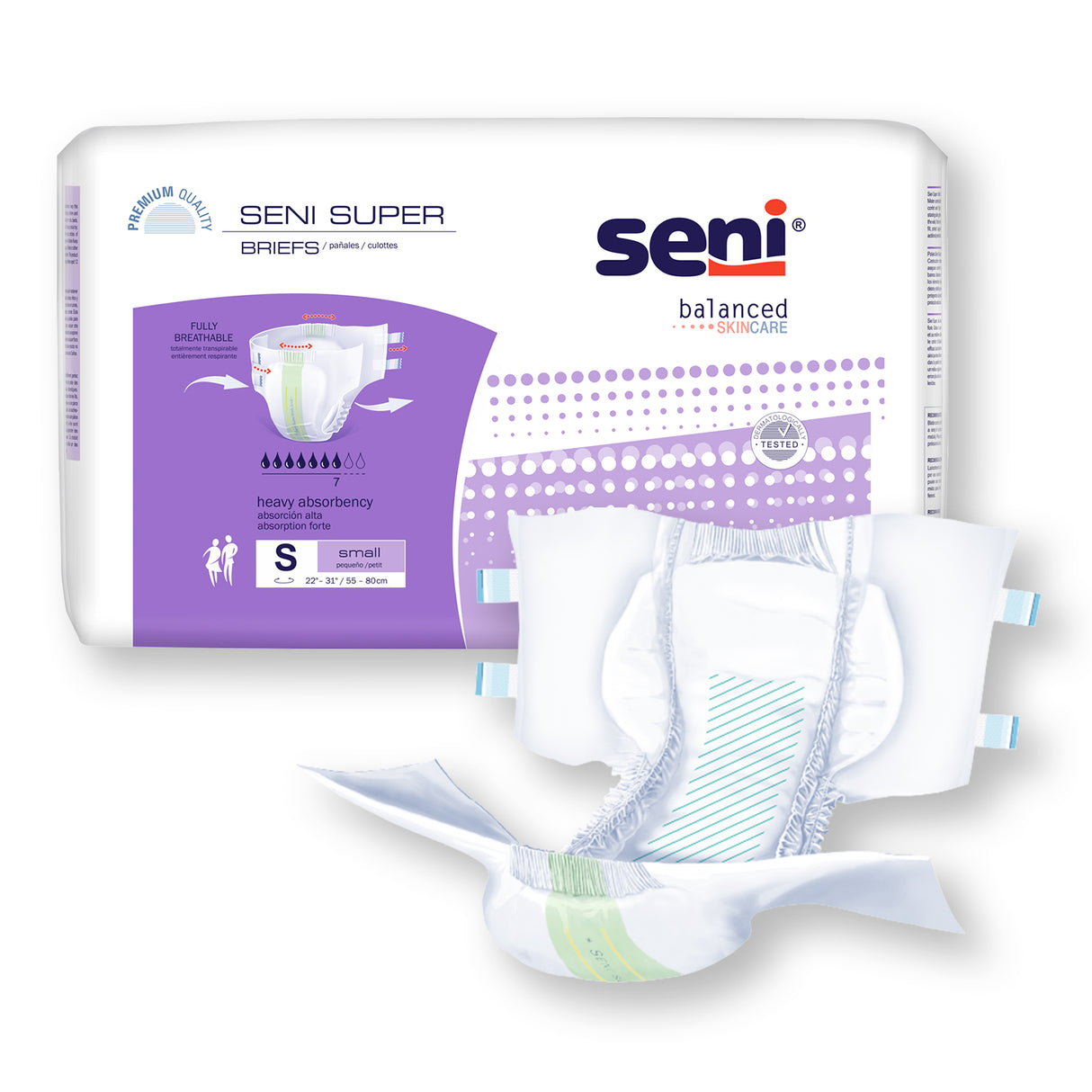 Unisex Adult Incontinence Brief Seni® Super Small Disposable Heavy Absorbency- 22"-31"