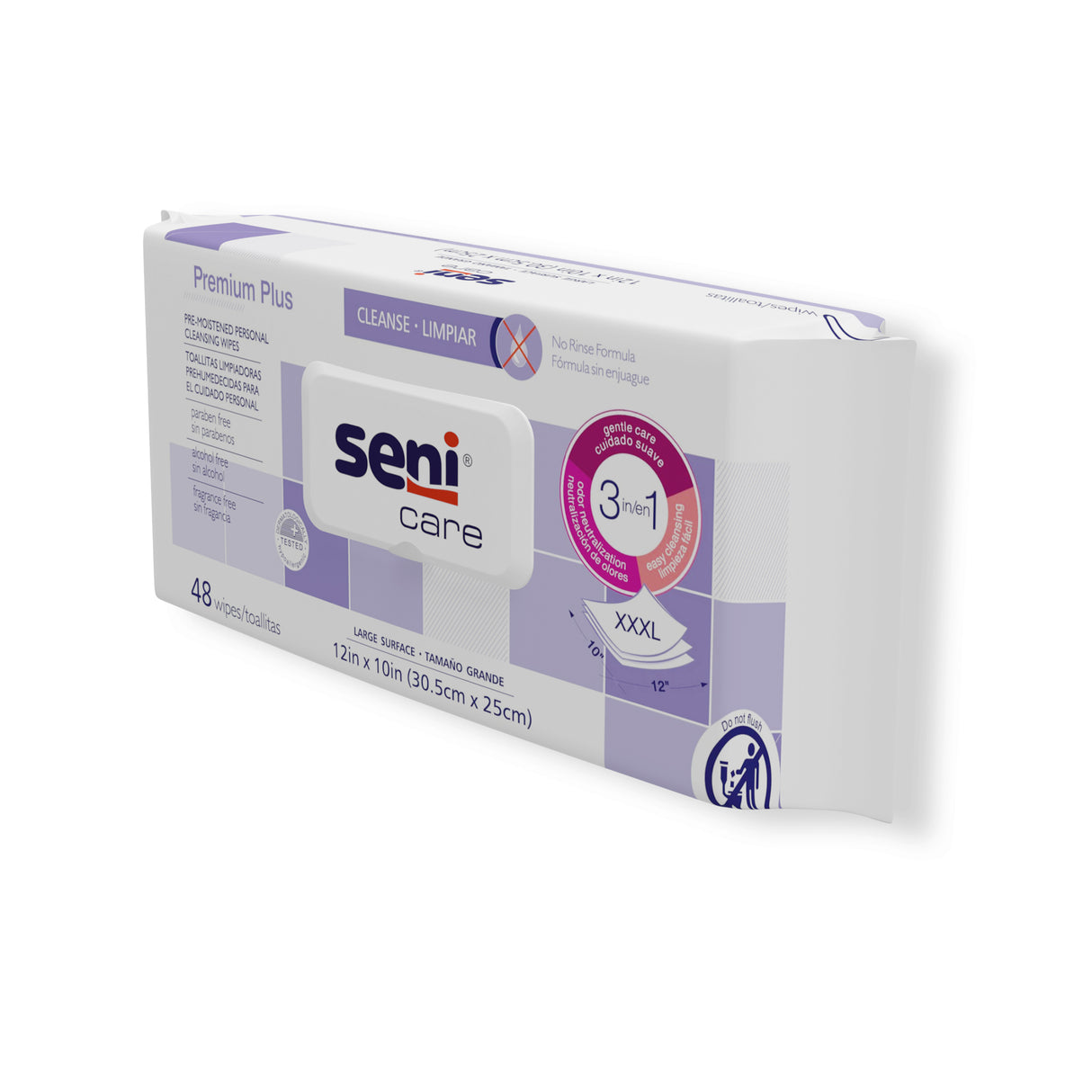 SENI CARE PREMIUM PLUS Pre-Moistened Personal Cleansing Wipes - XXL Sized 12" x 10"