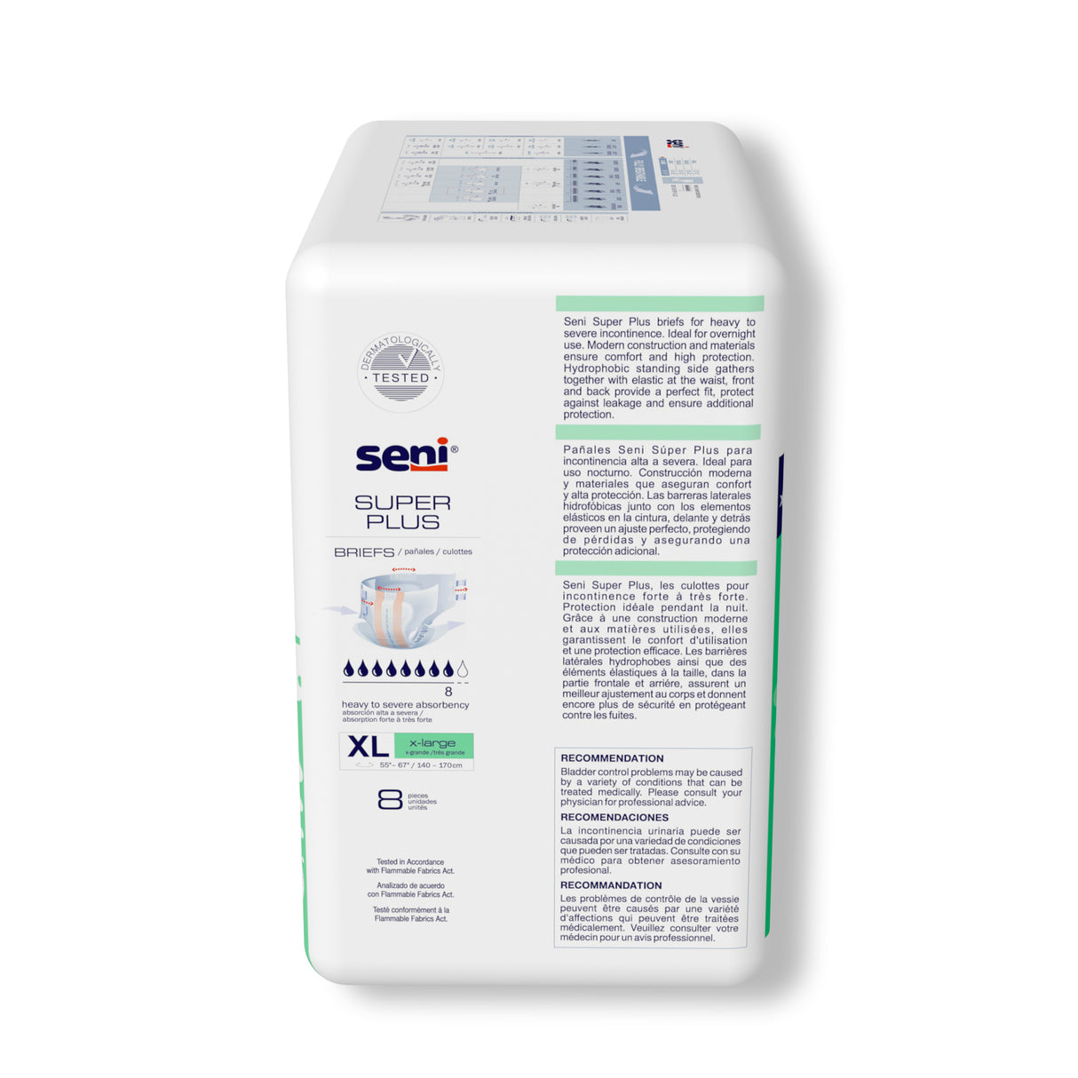 Seni Super Plus Briefs, Extra Large, 8 Count - 55" - 67"