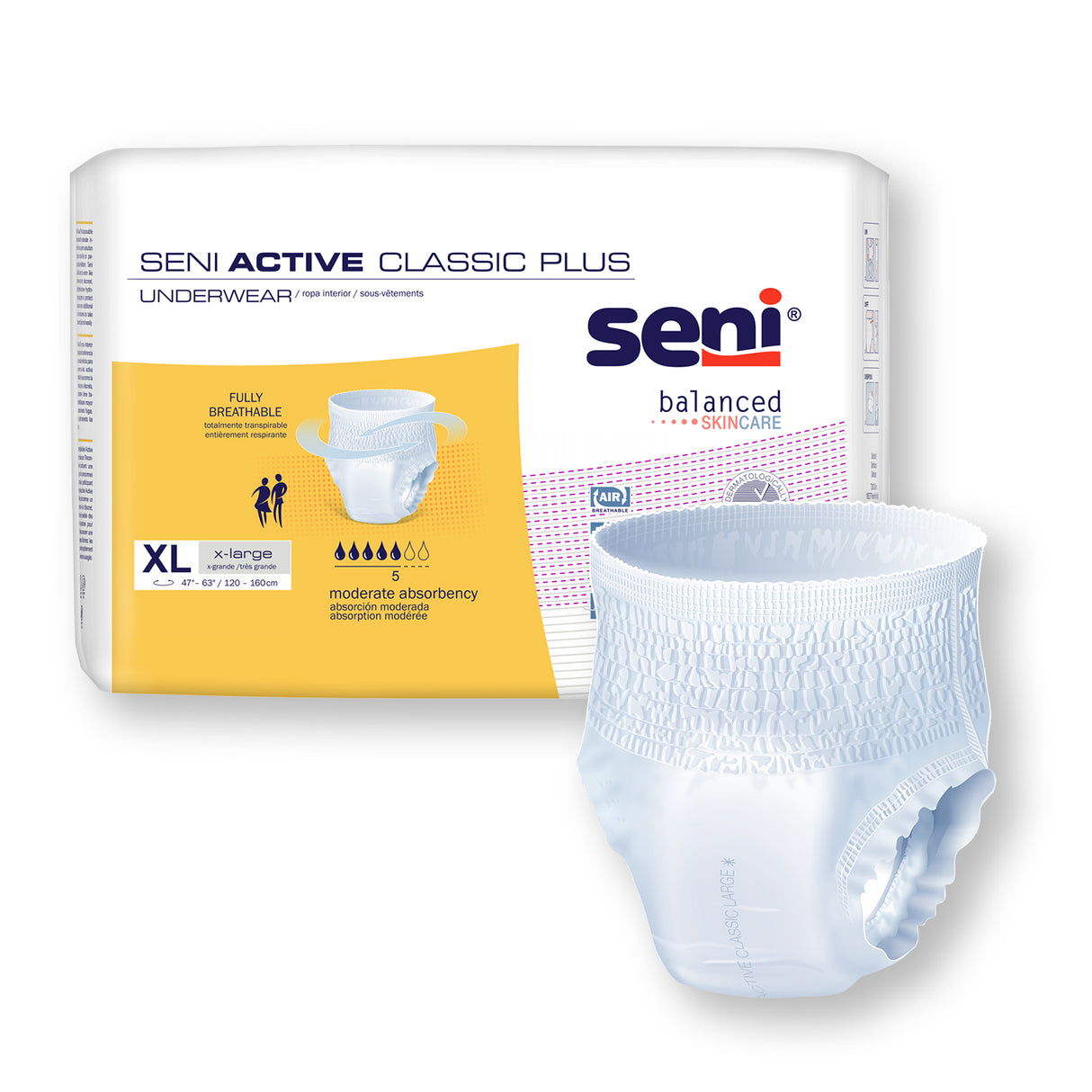 SENI ACTIVE CLASSIC PLUS PULL UP UNDERWEAR X-LARGE- 47"-63"