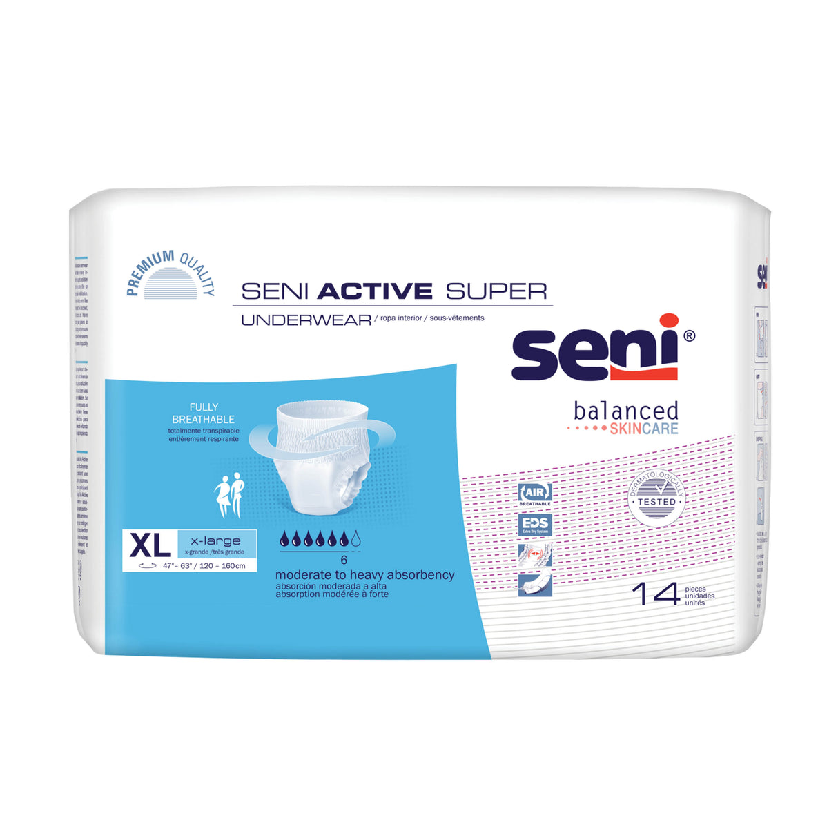SENI ACTIVE SUPER PULL UP UNDERWEAR X-LARGE- 47"-63"